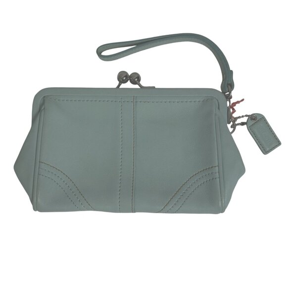 Vintage Coach SOHO Kiss Lock Change Purse Large Leather Framed Wristlet Dustbag - Picture 2 of 13